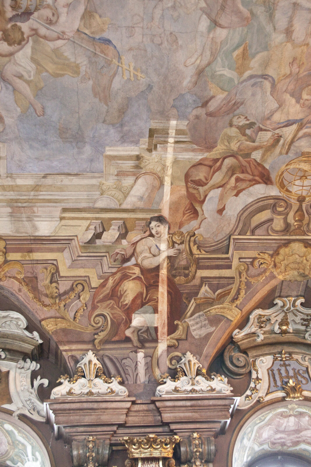Aula Leopoldyńska Fragment fresku przed konserwacją
