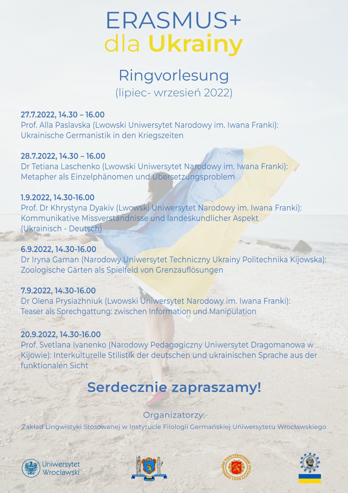 plakat z informacją i zdjęciem w tle
