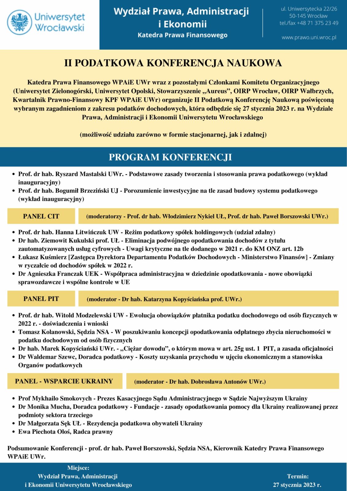 plakat przedstawiający opis konferencji