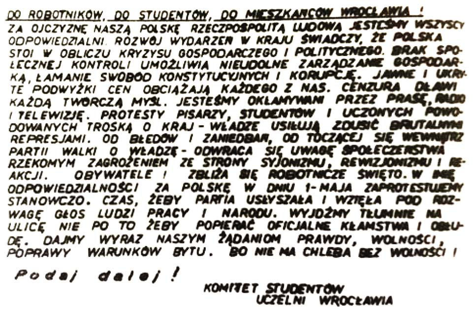 ulotka gęsto zapisana czarnym tekstem