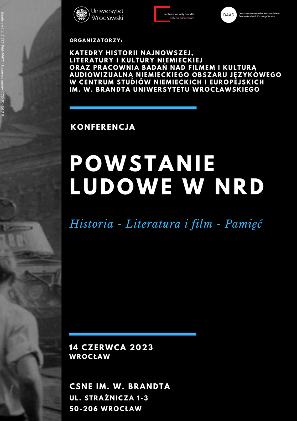 plakat konferencji z tytułem, datą i miejscem organizowania