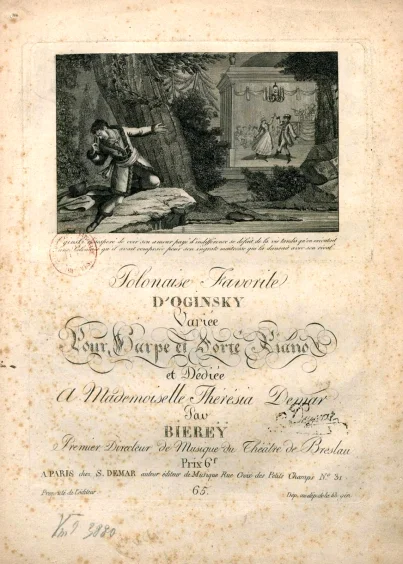Gottlob Benedict Bierey (1772-1840), Polonez Ogińskiego, karta tytułowa druku, źródło: https://gallica.bnf.fr/ark:/12148/bpt6k1167040r.r=Bierey?rk=21459;2