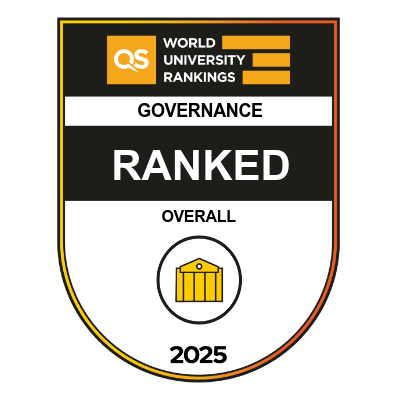 grafika z napisem: QS Sustainability Ranking Governance Ranked 2025