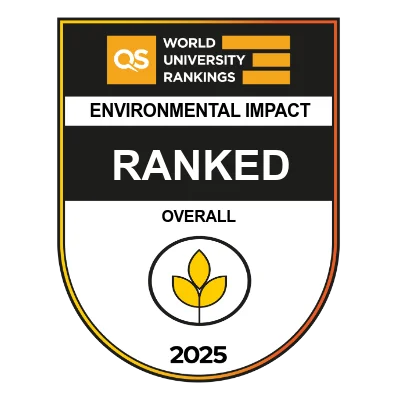 grafika z napisem: QS Sustainability Ranking Environmental Impact Ranked 2025