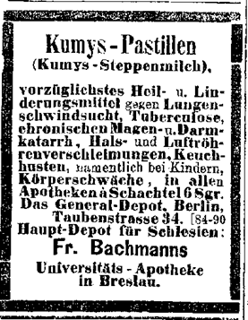 Źródło: „Schlesische Zeitung” 29 Juni 1870, Jg. 129, nr 296, s. [4]. 
