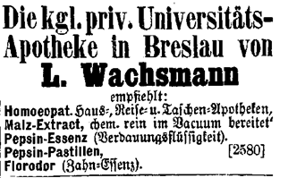 Źródło: „Breslauer Zeitung” 28 Februar 1872, Jg. 53, nr 98, s. 803.