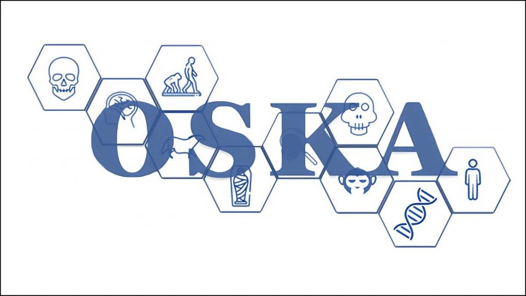 niebieskie logo z napisem OSKA