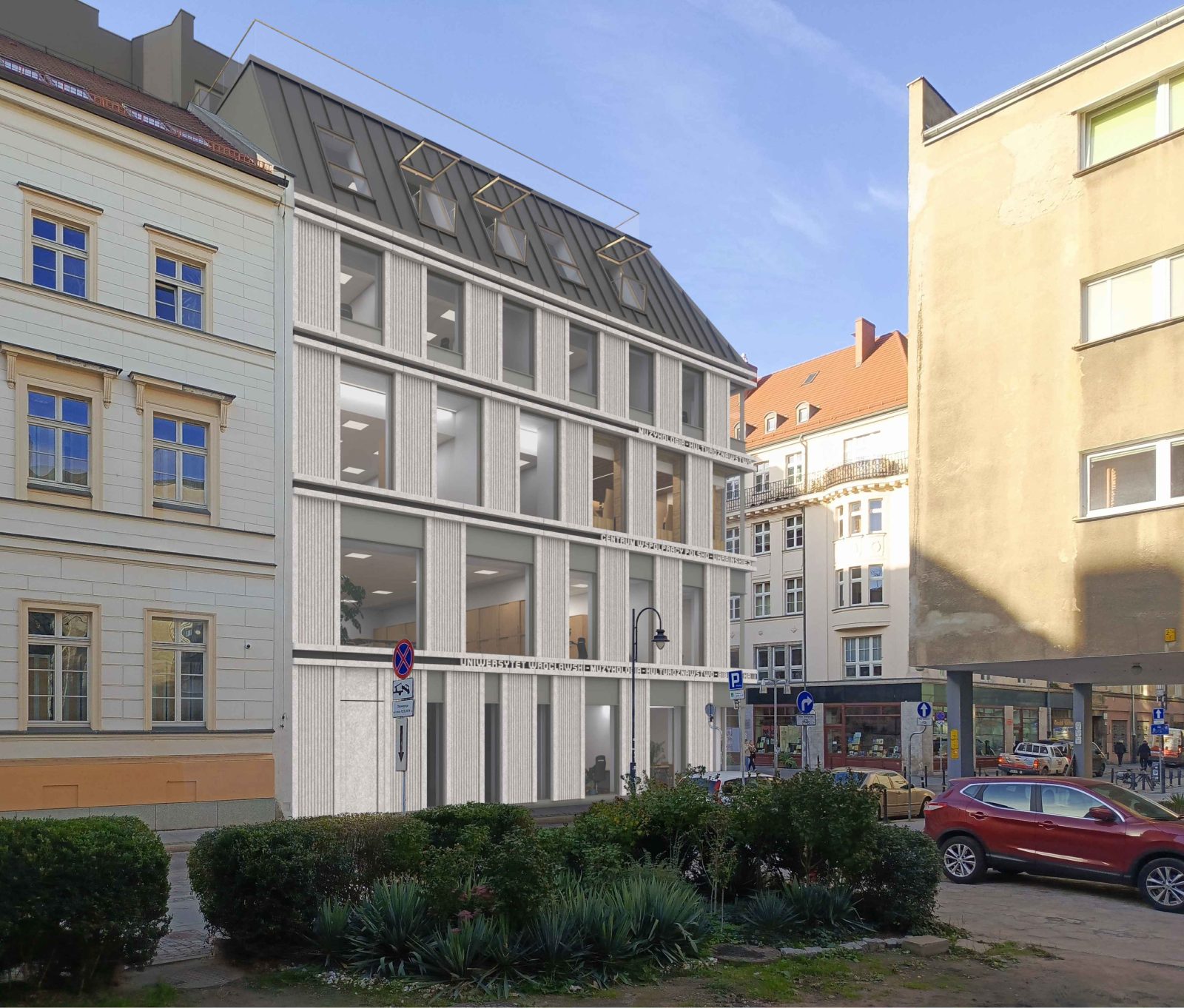 Ulica z kilkupiętrowymi budynkami