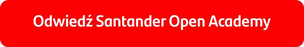 Biały napis "Odwiedź Santander Open Academy" na czerwonym tle