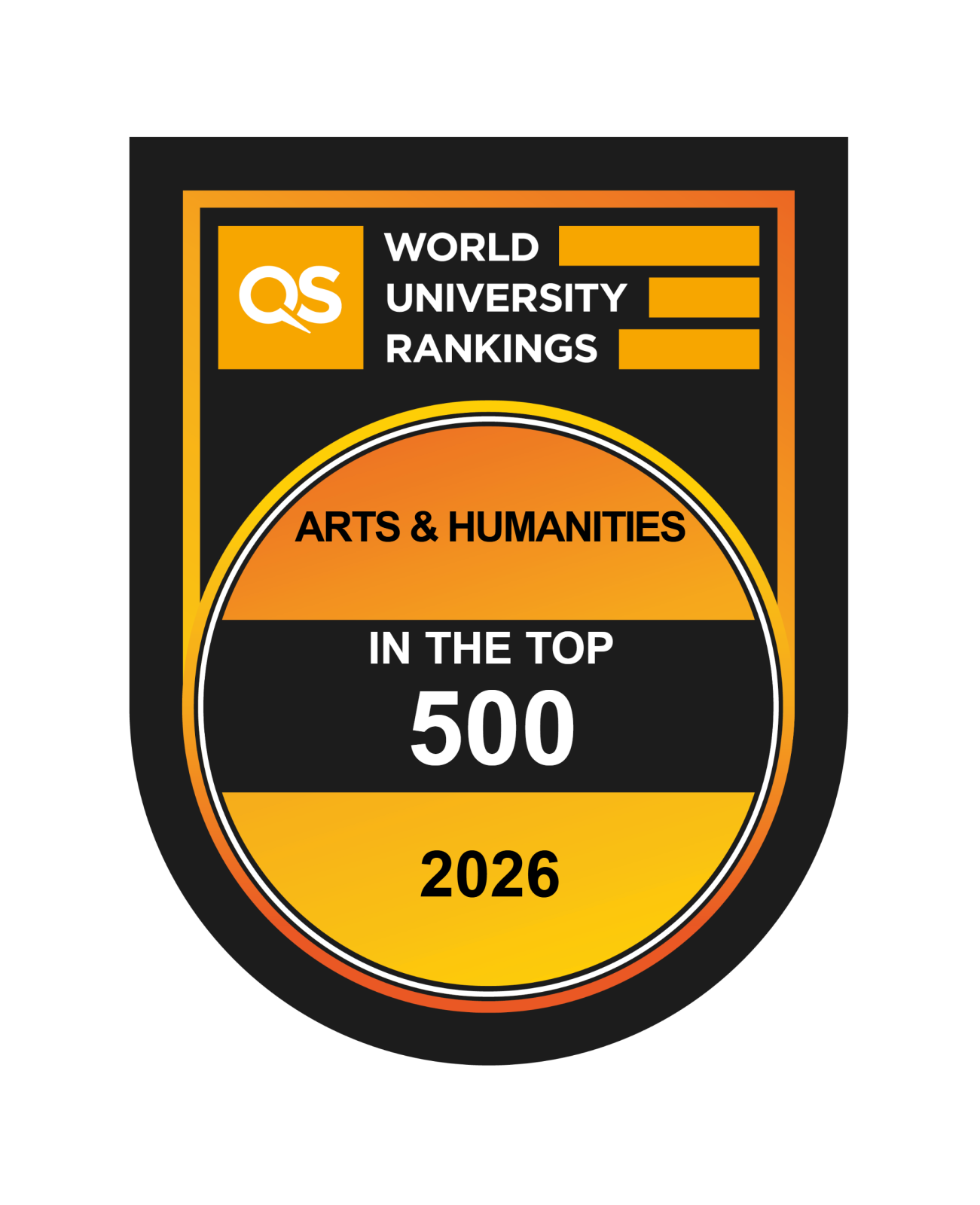 żółto czarna grafika z napisem: QS World University rankings