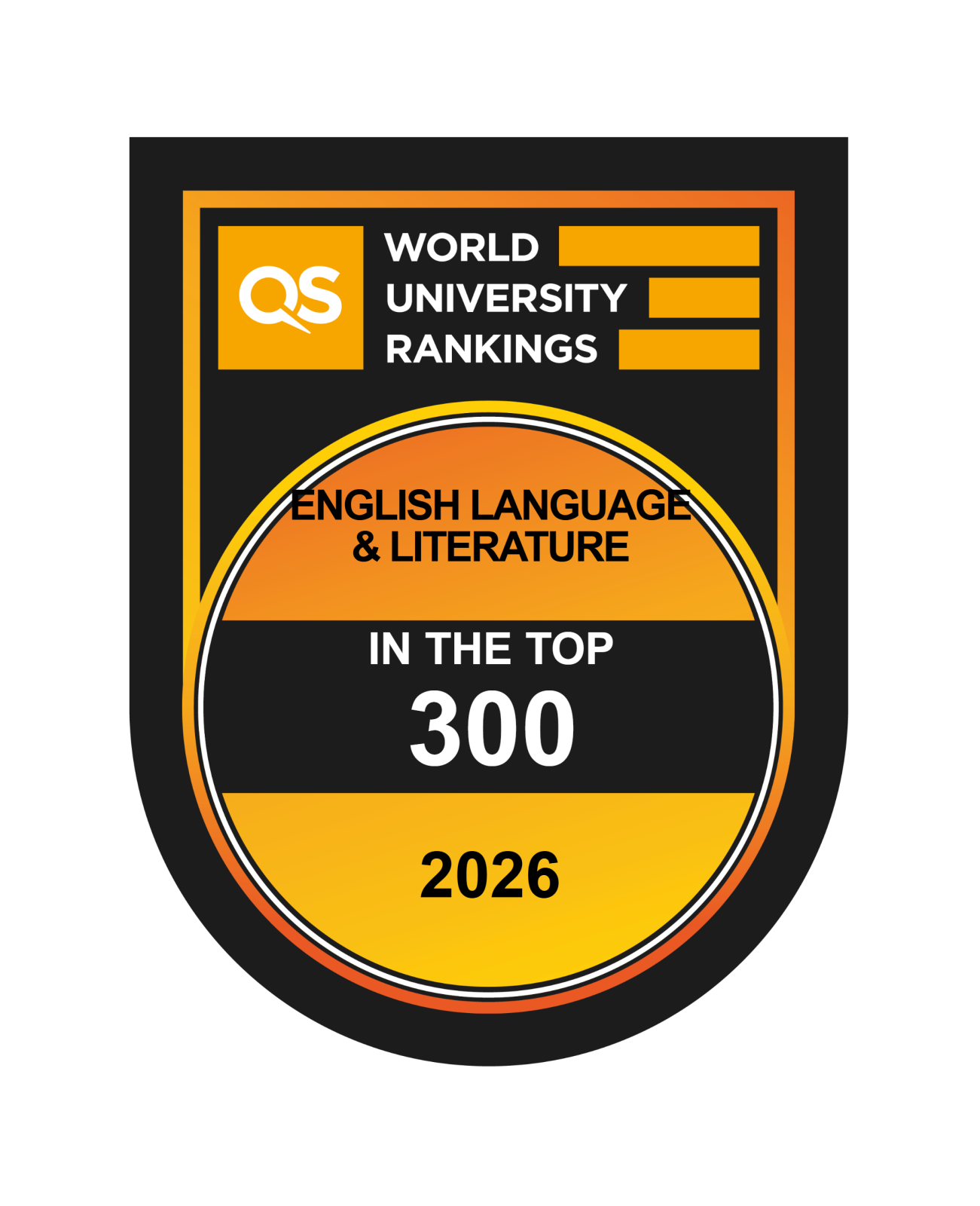 żółto czarna grafika z napisem: QS World University rankings